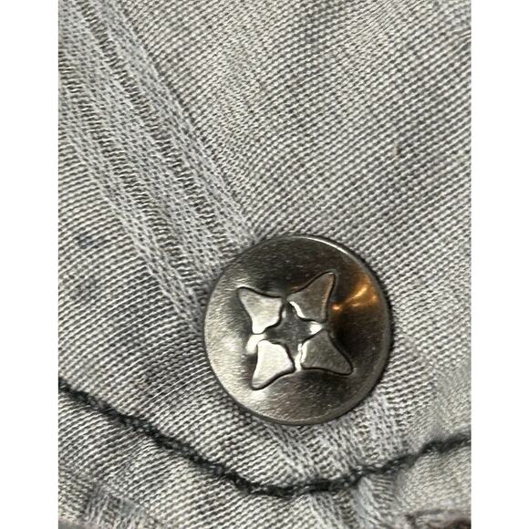 BKE Buckle Shirt Men Large Grey Dapple Metal Snap Epaulettes Pockets Long Sleeve - Picture 10 of 14